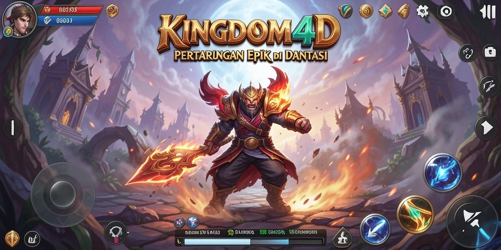 Screenshot KINGDOM4D menunjukkan aksi pertarungan yang seru dan mendebarkan.