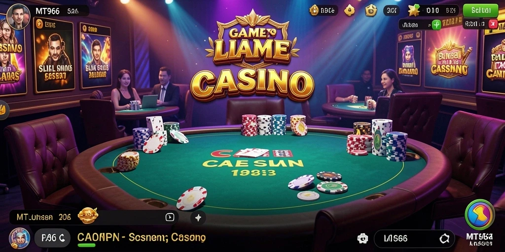 Screenshot gameplay MT966 menampilkan dealer live dan suasana kasino yang mendebarkan.