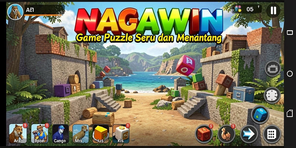 Gameplay NAGAWIN yang seru dan penuh tantangan dalam mode puzzle.