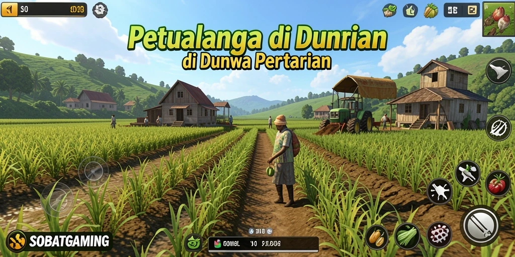 Tangkapan layar utama SOBATGAMING menampilkan keseruan bertani di dunia virtual.