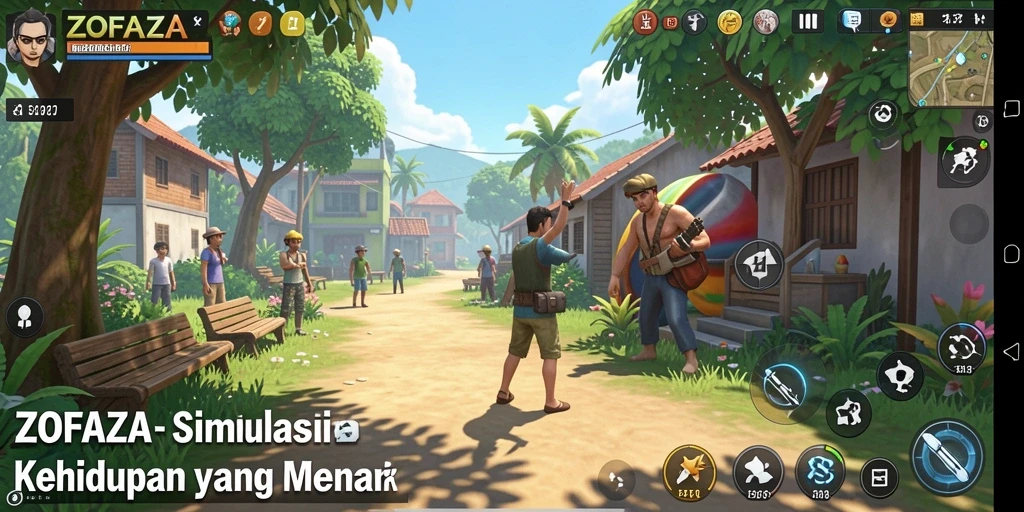 Tangkapan layar gameplay ZOFAZA yang menggambarkan keindahan dunia virtual.